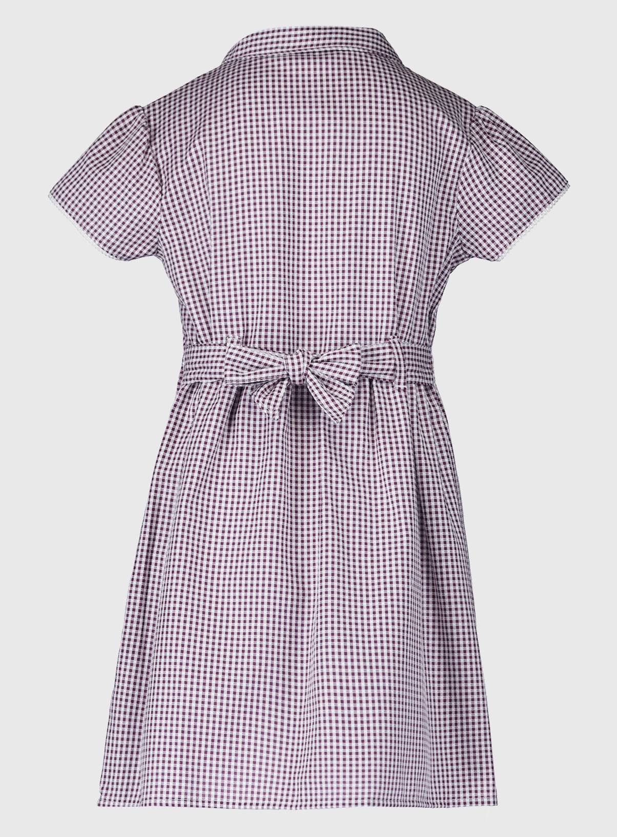 2 Pack Classic Dark Red Back Bow Gingham Dress  5 years - Image 3